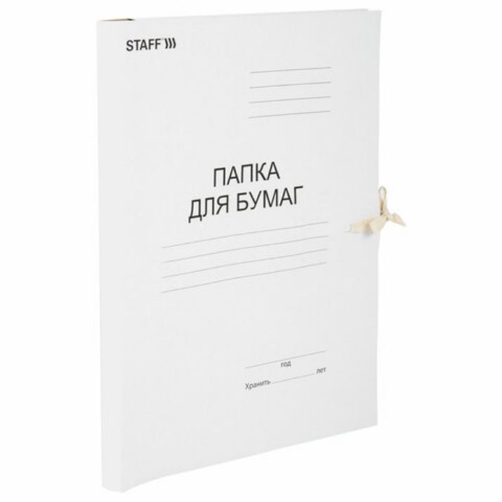 Изображение Папка для бумаг с завязками картонная STAFF, гарантированная плотность 220 г/м2, до 200 л., 126525