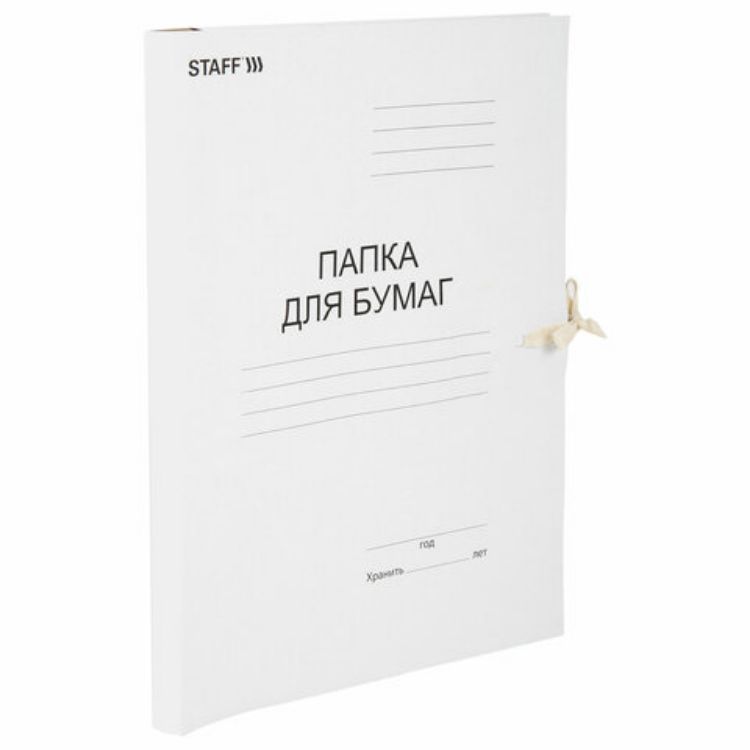 Изображение Папка для бумаг с завязками картонная STAFF, гарантированная плотность 220 г/м2, до 200 л., 126525