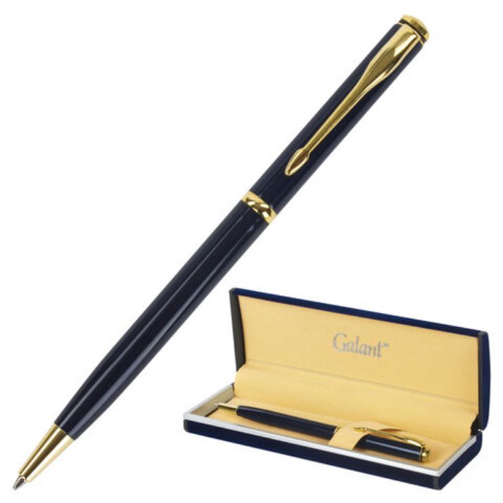 Изображение Ручка подарочная шариковая GALANT "Arrow Gold Blue", корпус темно-синий, золотистые детали, пишущий узел 0,7 мм, синяя, 140653