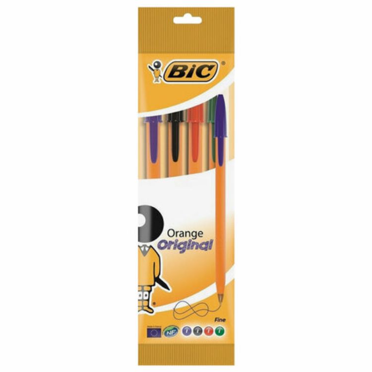 Изображение Ручки шариковые BIC "Orange Original", НАБОР 4 ЦВЕТА, узел 0,8 мм, линия 0,3 мм, пакет, 8308541