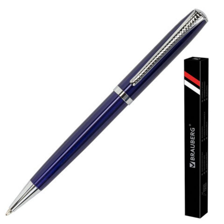 Изображение Ручка подарочная шариковая BRAUBERG "Cayman Blue", корпус синий, узел 1 мм, линия письма 0,7 мм, синяя, 141409