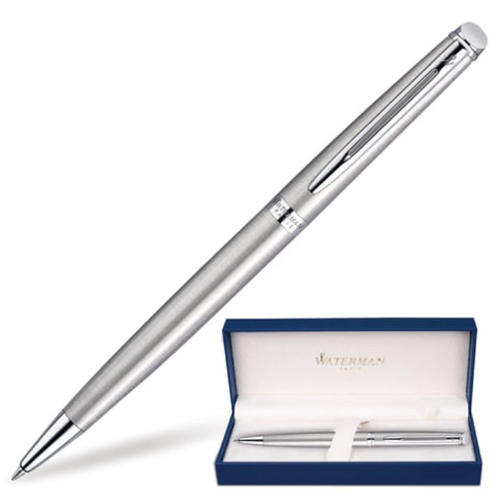 Изображение Ручка подарочная шариковая WATERMAN "Hemisphere Stainless Steel CT", серебристый корпус, палладиевое покрытие, синяя, S0920470