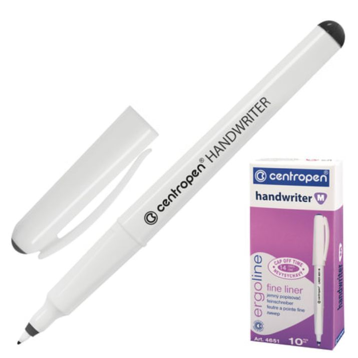 Изображение Ручка капиллярная (линер) ЧЕРНАЯ CENTROPEN "Handwriter", трехгранная, линия 0,5 мм, 4651, 2 4651 0112