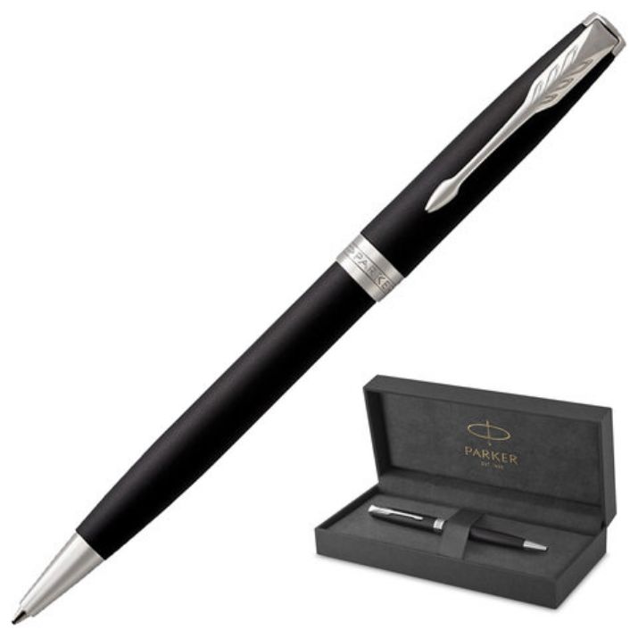 Изображение Ручка шариковая PARKER "Sonnet Core Matt Black CT", черный матовый лак, палладий, черная, 1931524