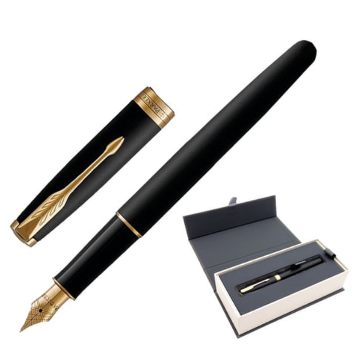 Изображение Ручка перьевая PARKER "Sonnet Core Matt Black GT", корпус черный матовый лак, позолоченные детали, черная, 1931516