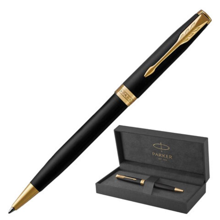 Изображение Ручка шариковая PARKER "Sonnet Core Matt Black GT", черный матовый лак, позолота, черная, 1931519