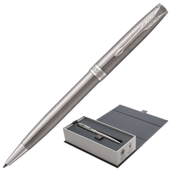 Изображение Ручка шариковая PARKER "Sonnet Core Stainless Steel CT", корпус серебристый, палладиевые детали, черная, 1931512