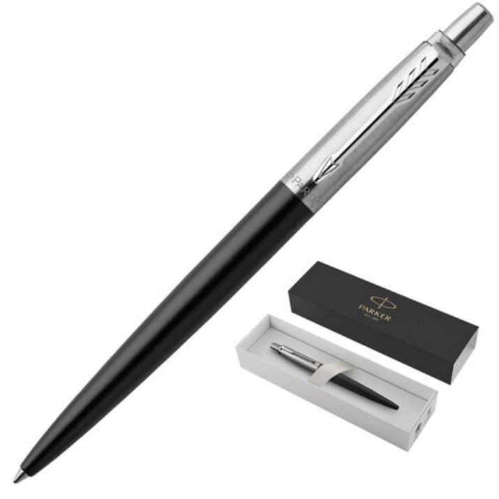 Изображение Ручка шариковая PARKER "Jotter Core Bond Street Black CT", корпус черный, детали хром, синяя, 1953184