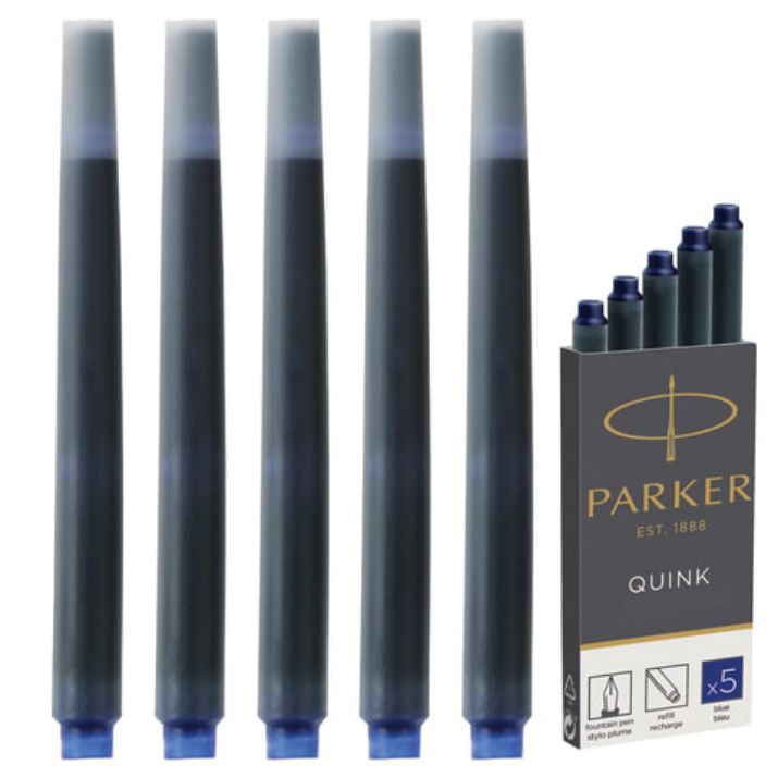 Изображение Картриджи чернильные PARKER "Cartridge Quink", КОМПЛЕКТ 5 штук, синие, 1950384