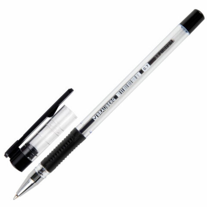 Изображение Ручка шариковая с грипом BRAUBERG "X-Writer", ЧЕРНАЯ, узел 0,7 мм, линия письма 0,35 мм, 142404