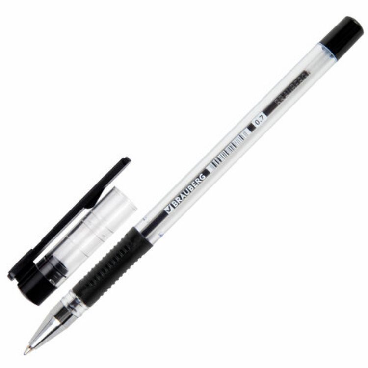 Изображение Ручка шариковая с грипом BRAUBERG "X-Writer", ЧЕРНАЯ, узел 0,7 мм, линия письма 0,35 мм, 142404