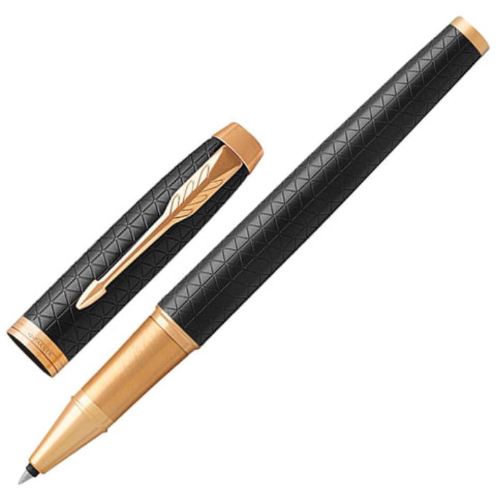 Изображение Ручка-роллер PARKER "IM Premium Black GT", корпус черный матовый с гравировкой, позолоченные детали, черная, 1931660