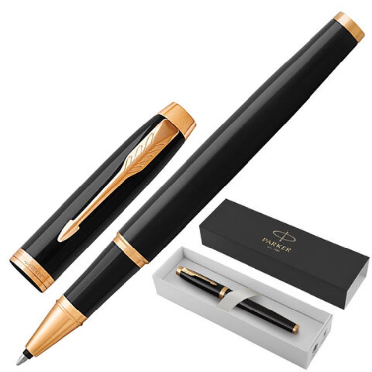 Изображение Ручка-роллер PARKER "IM Core Black Lacquer GT", черный глянцевый лак, позолота, черная, 1931659