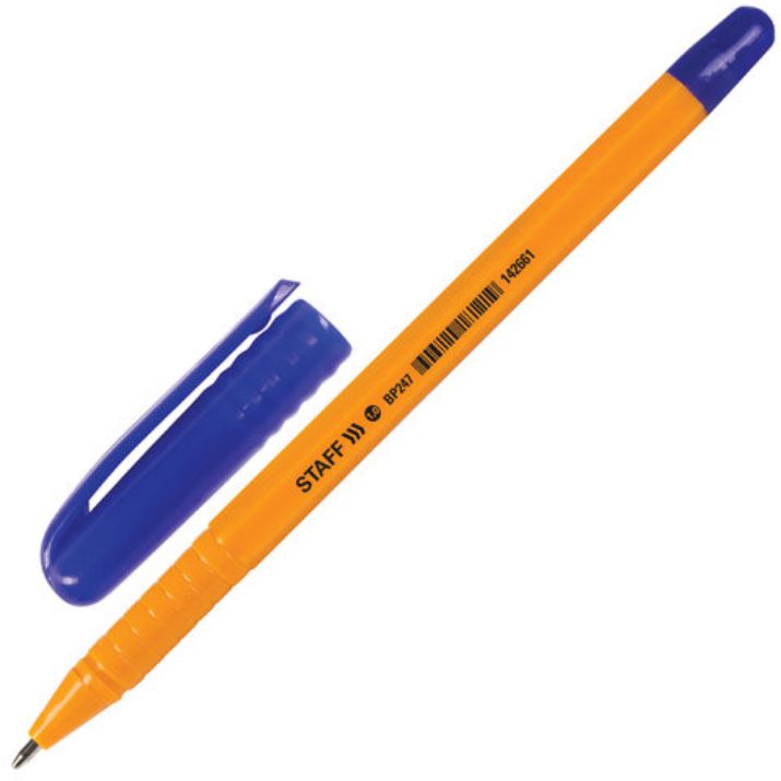Изображение Ручка шариковая STAFF "EVERYDAY BP-247 Orange", СИНЯЯ, шестигранная, корпус оранжевый, линия письма 0,5 мм, 142661