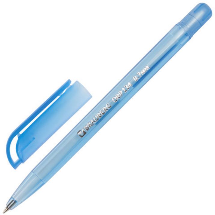 Изображение Ручка шариковая масляная BRAUBERG "OIL PEN TONE", СИНЯЯ, корпус тонированный, пишущий узел 0,7 мм, линия 0,35 мм, 142710