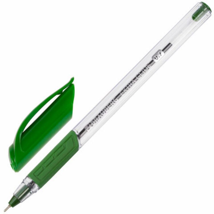Изображение Ручка шариковая масляная BRAUBERG "Extra Glide GT", ЗЕЛЕНАЯ, трехгранная, узел 0,7 мм, линия письма 0,35 мм, 142921