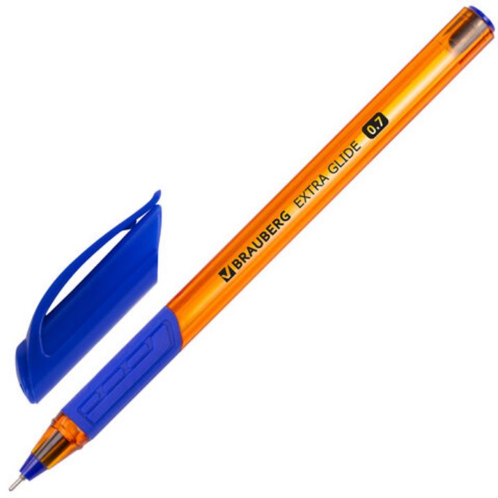 Изображение Ручка шариковая масляная BRAUBERG "Extra Glide GT Tone Orange", СИНЯЯ, узел 0,7 мм, линия письма 0,35 мм, 142923