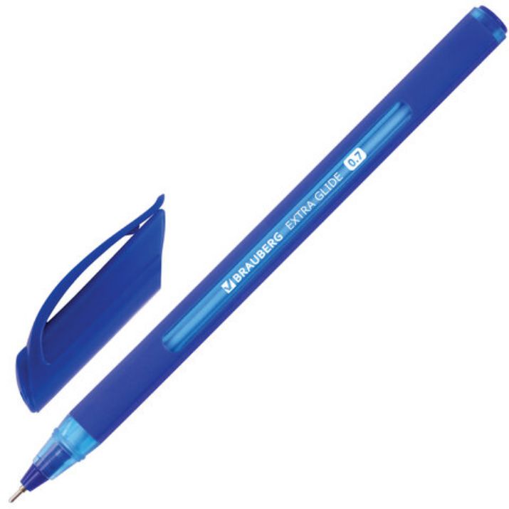Изображение Ручка шариковая масляная BRAUBERG "Extra Glide Soft Blue", СИНЯЯ, узел 0,7 мм, линия письма 0,35 мм, 142926