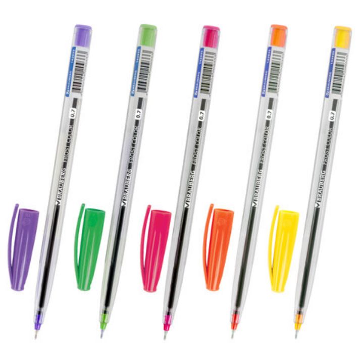 Изображение Ручка шариковая масляная BRAUBERG "Frost Color", СИНЯЯ, ассорти, узел 0,6 мм, линия письма 0,3 мм, 142935