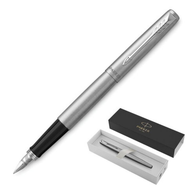 Изображение Ручка перьевая PARKER "Jotter Stainless Steel CT", корпус серебристый, детали хром, синяя, 2030946