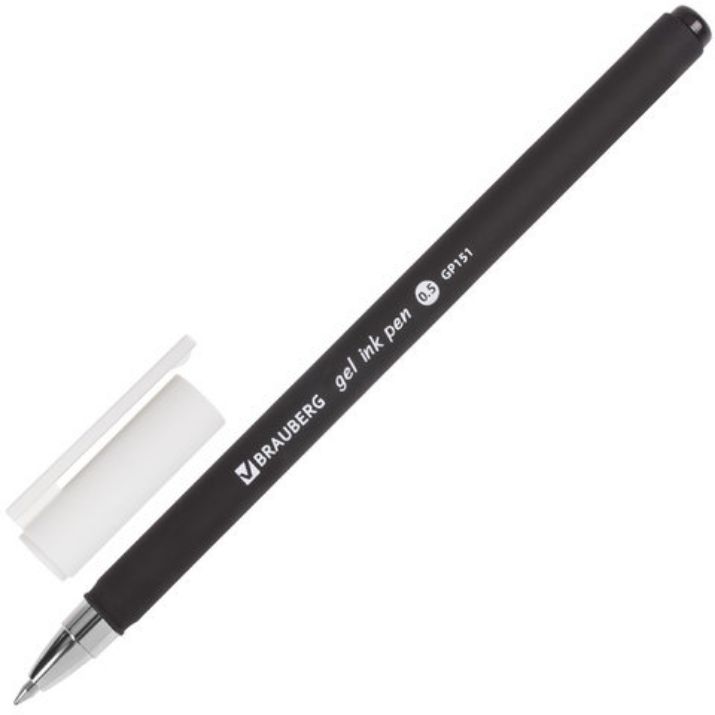 Изображение Ручка гелевая BRAUBERG "Matt Gel", ЧЕРНАЯ, корпус soft-touch, узел 0,5 мм, линия 0,35 мм, 142944