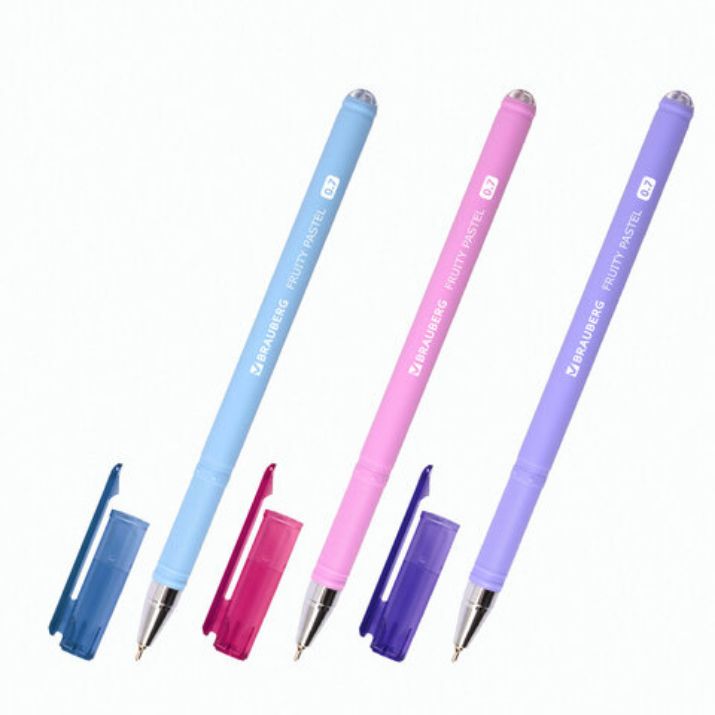 Изображение Ручка шариковая масляная BRAUBERG "FRUITY Pastel", СИНЯЯ, soft-touch, узел 0,7 мм, линия письма 0,35 мм, 142958, OBP322