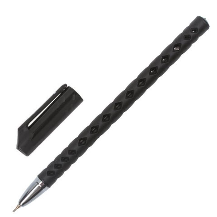 Изображение Ручка шариковая масляная BRAUBERG "Orient", ЧЕРНАЯ, корпус черный, игольчатый узел 0,7 мм, линия письма 0,35 мм, 143000