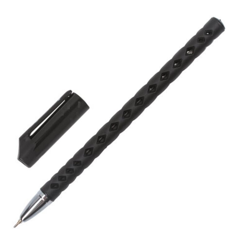 Изображение Ручка шариковая масляная BRAUBERG "Orient", ЧЕРНАЯ, корпус черный, игольчатый узел 0,7 мм, линия письма 0,35 мм, 143000
