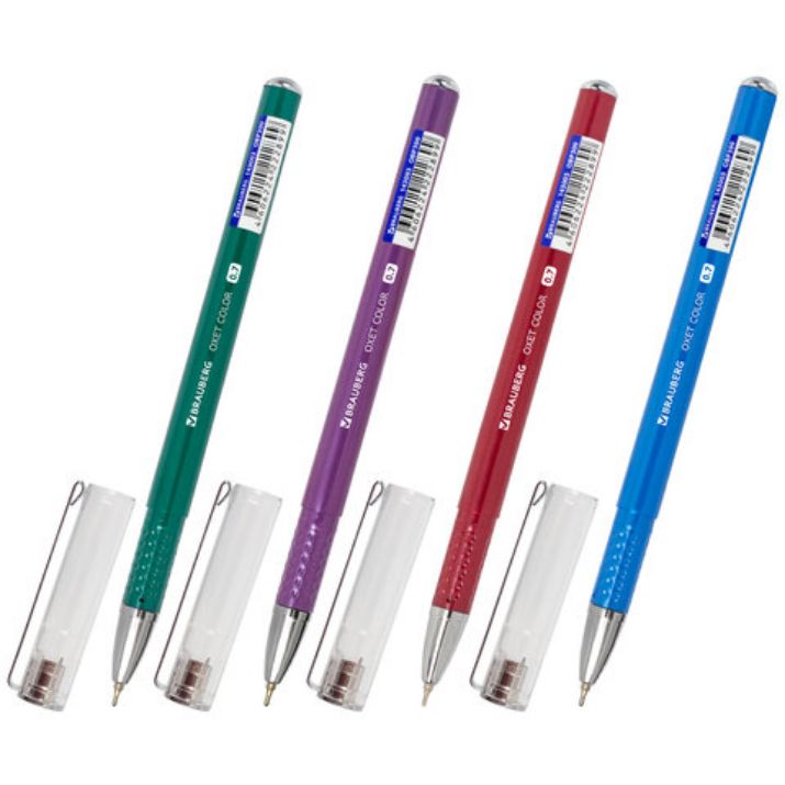 Изображение Ручка шариковая масляная BRAUBERG "Oxet Color", СИНЯЯ, корпус ассорти, В ДИСПЛЕЕ, игольчатый узел 0,7 мм, линия письма 0,35 мм, 143003