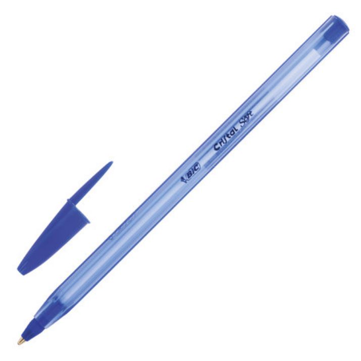 Изображение Ручка шариковая масляная BIC "Cristal Soft", СИНЯЯ, корпус тонированный, узел 1,2 мм, линия 0,35 мм, 951434
