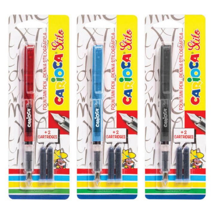 Изображение Ручка перьевая CARIOCA "Stilo", иридиевое перо, 2 сменных картриджа, корпус ассорти, Италия, 42303