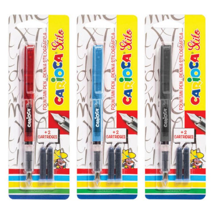 Изображение Ручка перьевая CARIOCA "Stilo", иридиевое перо, 2 сменных картриджа, корпус ассорти, Италия, 42303