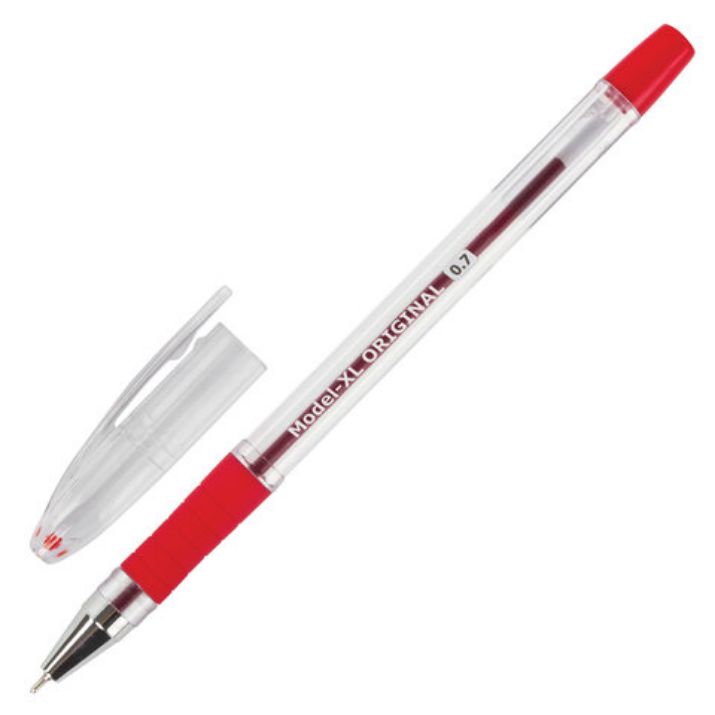 Изображение Ручка шариковая масляная с грипом BRAUBERG "Model-XL" ORIGINAL, КРАСНАЯ, узел 0,7 мм, линия письма 0,35 мм, 143244