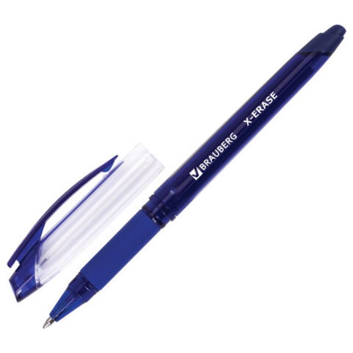 Изображение Ручка стираемая гелевая с грипом BRAUBERG "X-ERASE", СИНЯЯ, корпус синий, узел 0,7 мм, линия письма 0,35 мм, 143333