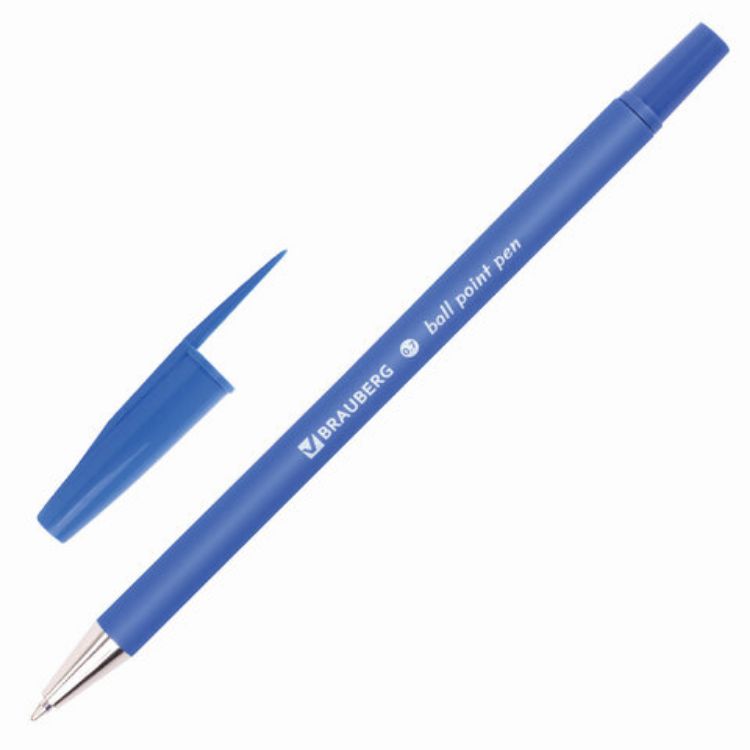 Изображение Ручка шариковая BRAUBERG "Capital-X", СИНЯЯ, корпус soft-touch синий, узел 0,7 мм, линия письма 0,35 мм, 143341, BP253