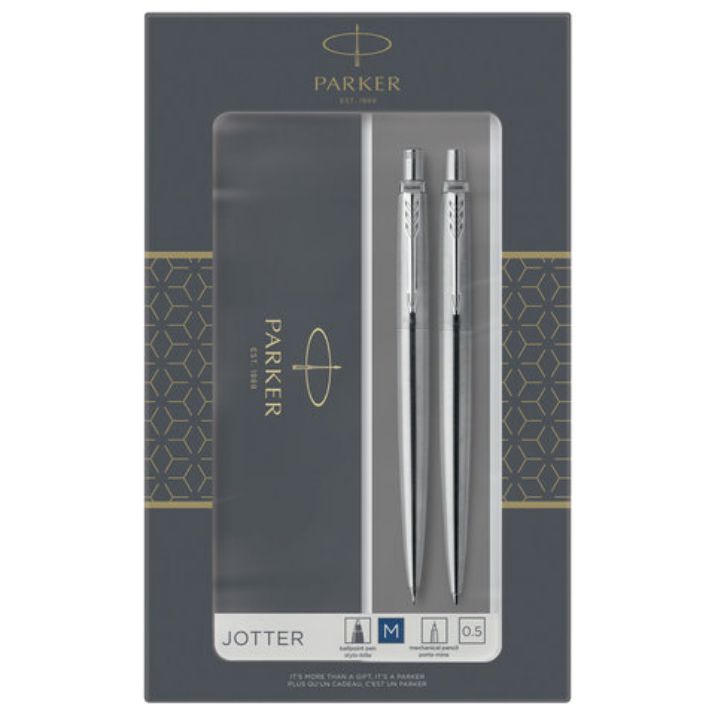 Изображение Набор PARKER "Jotter Stainless Steel CT": шариковая ручка синяя и механический карандаш, 2093256