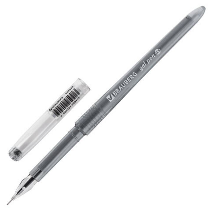 Изображение Ручка гелевая BRAUBERG DIAMOND, ЧЕРНАЯ, игольчатый узел 0,5 мм, линия письма 0,25 мм, 143379