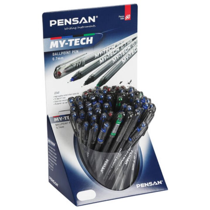 Изображение Ручка шариковая масляная PENSAN "My-Tech Colored", палитра классических цветов АССОРТИ, игольчатый узел 0,7 мм, линия 0,35 мм, дисплей, 2240, 2240/S60-4