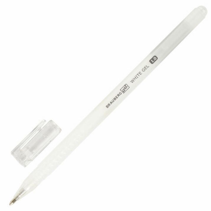 Изображение Ручка гелевая BRAUBERG Art Classic, БЕЛАЯ, корпус тонированный белый, узел 1мм, линия 0,5мм, 143418