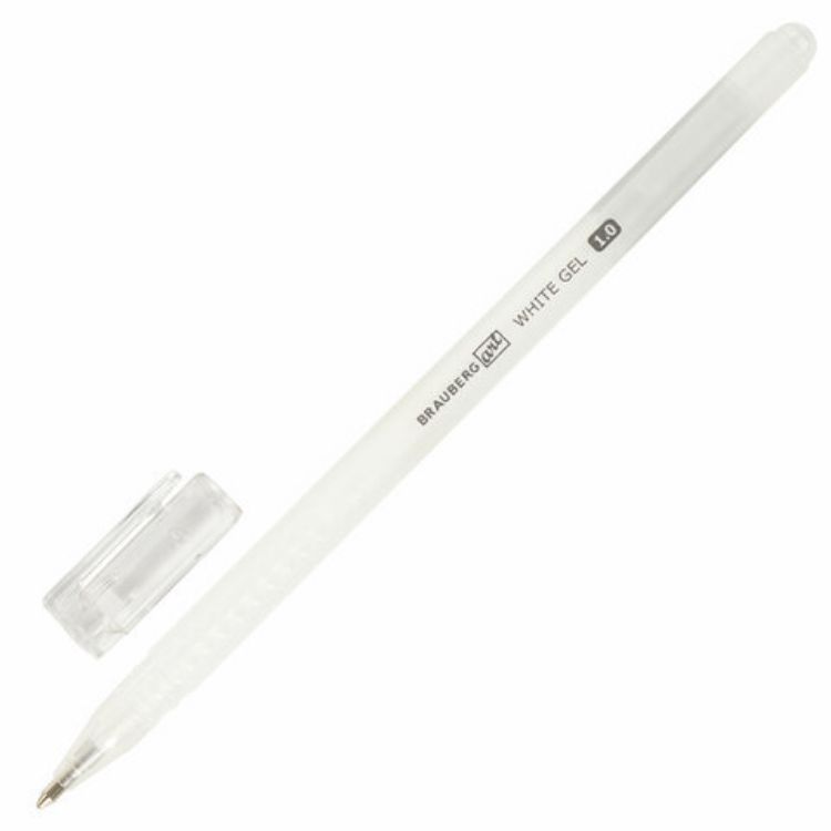 Изображение Ручка гелевая BRAUBERG Art Classic, БЕЛАЯ, корпус тонированный белый, узел 1мм, линия 0,5мм, 143418