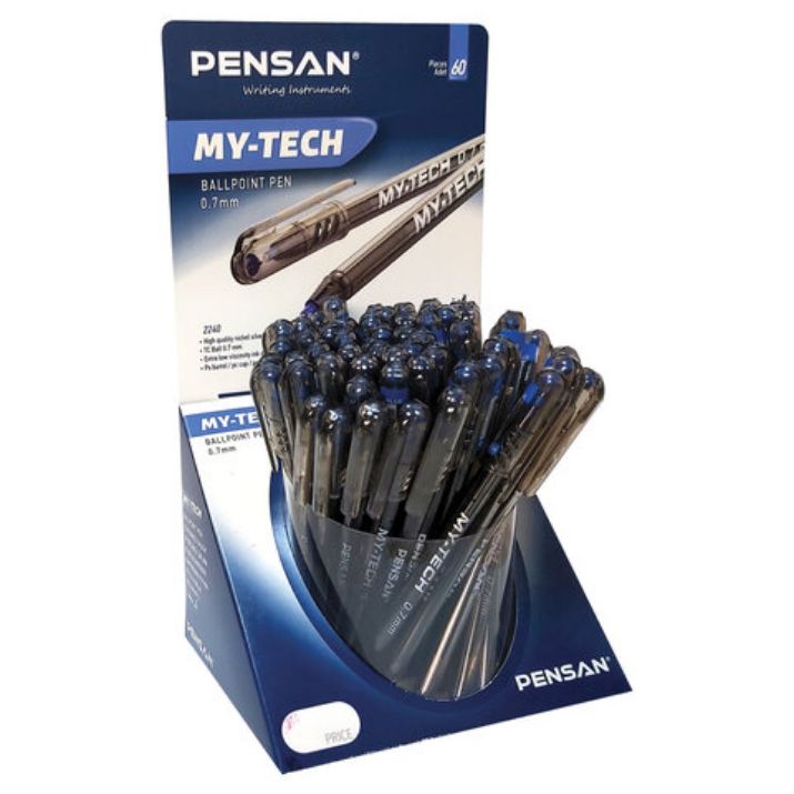 Изображение Ручка шариковая масляная PENSAN "My-Tech", СИНЯЯ, ДИСПЛЕЙ, игольчатый узел 0,7 мм, линия письма 0,35 мм, 2240/S60