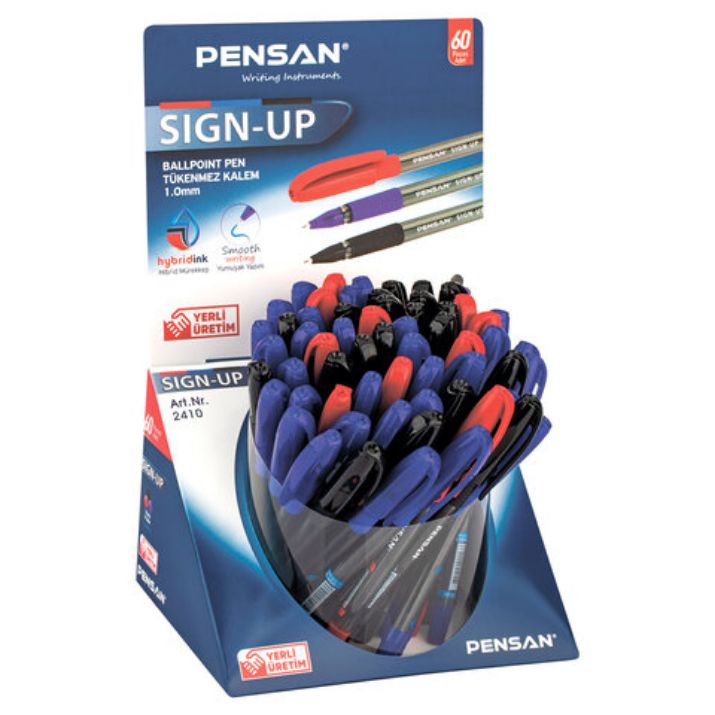 Изображение Ручка шариковая масляная с грипом PENSAN "Sign-Up", классические цвета АССОРТИ, ДИСПЛЕЙ, линия письма 0,8 мм, 2410/S60