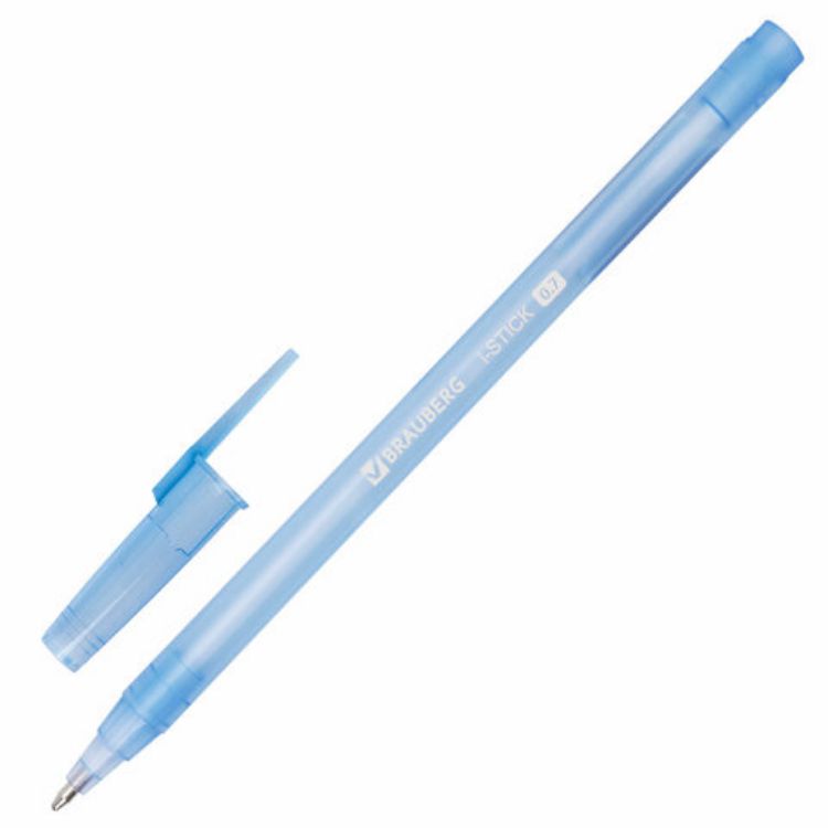 Изображение Ручка шариковая BRAUBERG "i-STICK" СИНЯЯ, пишущий узел 0,7 мм, линия письма 0,35 мм, 143442