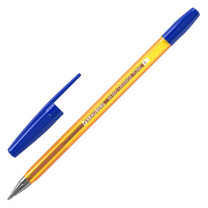Изображение Ручка шариковая BRAUBERG "M-500 ORANGE TONE", СИНЯЯ, корпус тонированный оранжевый, узел 0,7 мм, линия письма 0,35 мм, 143451