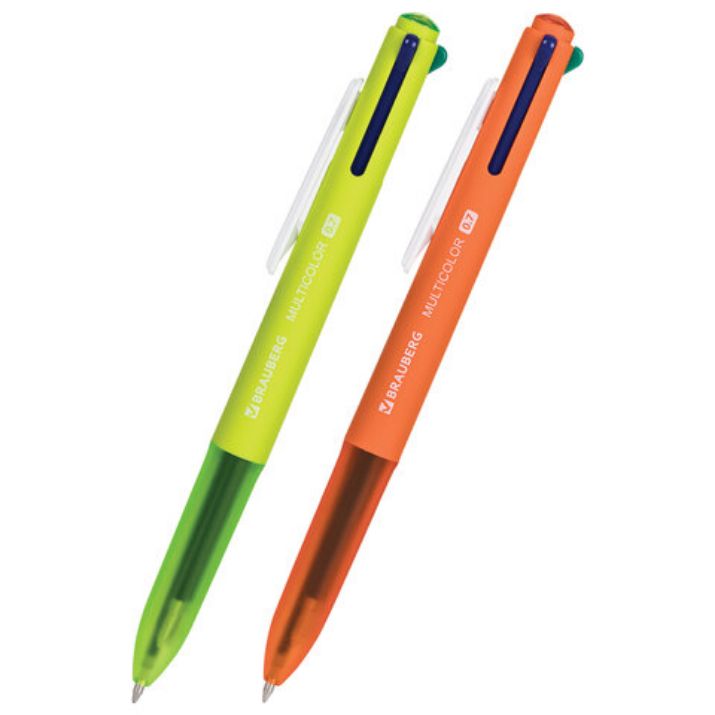Изображение Ручка многоцветная шариковая автоматическая BRAUBERG "MULTICOLOR", 4 ЦВЕТА, корпус ассорти, линия 0,35 мм, 143458
