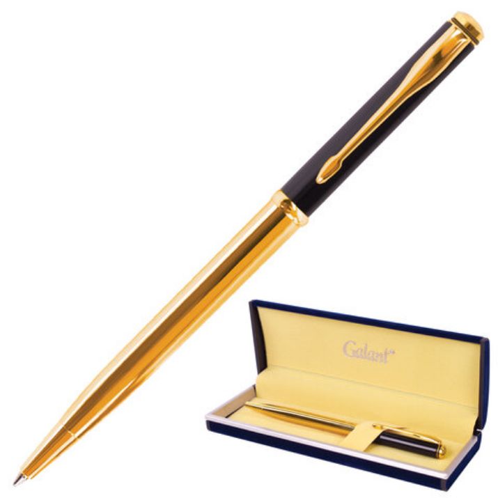 Изображение Ручка подарочная шариковая GALANT "ARROW GOLD", корпус черный/золотистый, детали золотистые, узел 0,7 мм, синяя, 143523