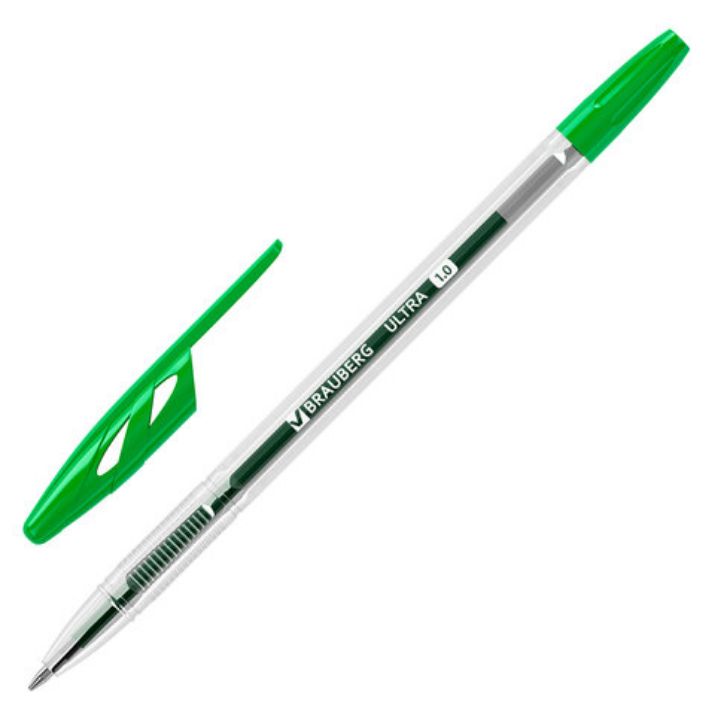 Изображение Ручка шариковая BRAUBERG "ULTRA", ЗЕЛЕНАЯ, узел 1 мм, чернила ГЕРМАНИЯ, наконечник ШВЕЙЦАРИЯ, 143561