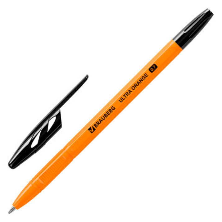 Изображение Ручка шариковая BRAUBERG "ULTRA ORANGE", ЧЕРНАЯ, узел 0,7 мм, чернила ГЕРМАНИЯ, наконечник ШВЕЙЦАРИЯ, 143563
