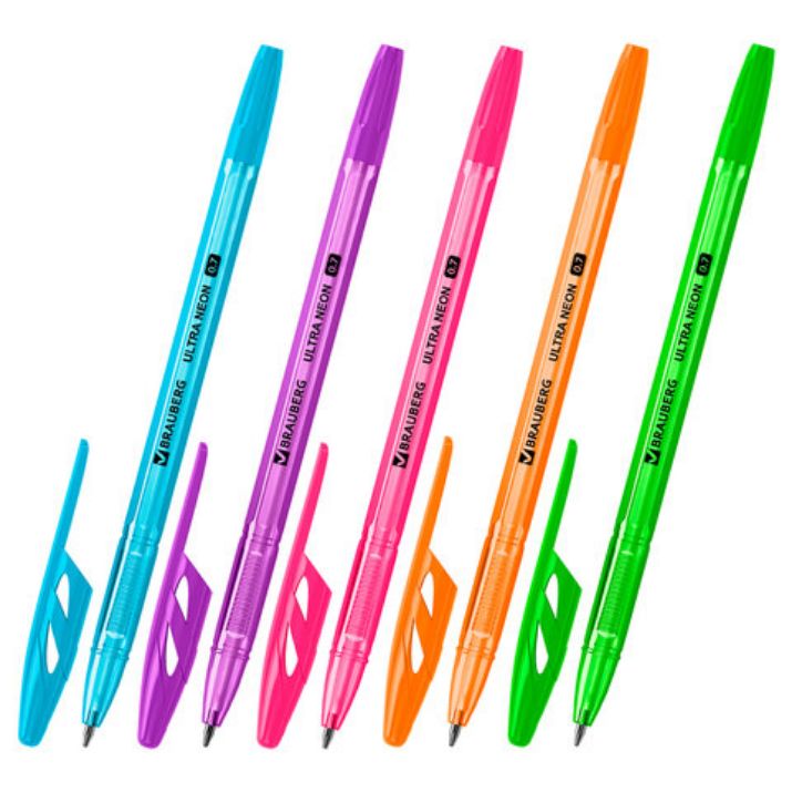 Изображение Ручка шариковая BRAUBERG "ULTRA NEON", СИНЯЯ, узел 0,7 мм, чернила ГЕРМАНИЯ, наконечник ШВЕЙЦАРИЯ, 143566