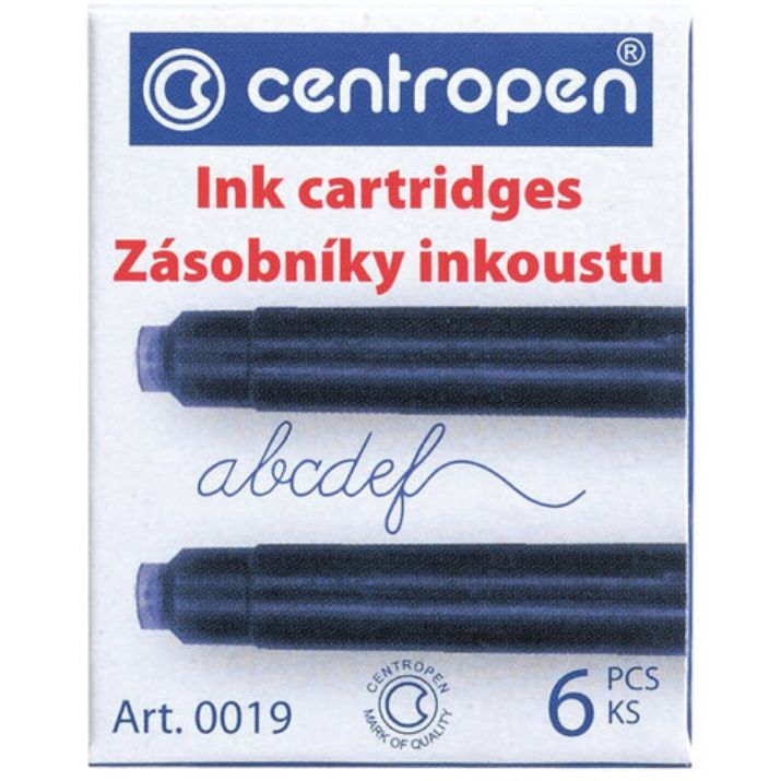 Изображение Картриджи чернильные СИНИЕ CENTROPEN, КОМПЛЕКТ 6 шт., 0019/6, 1 0019 0601